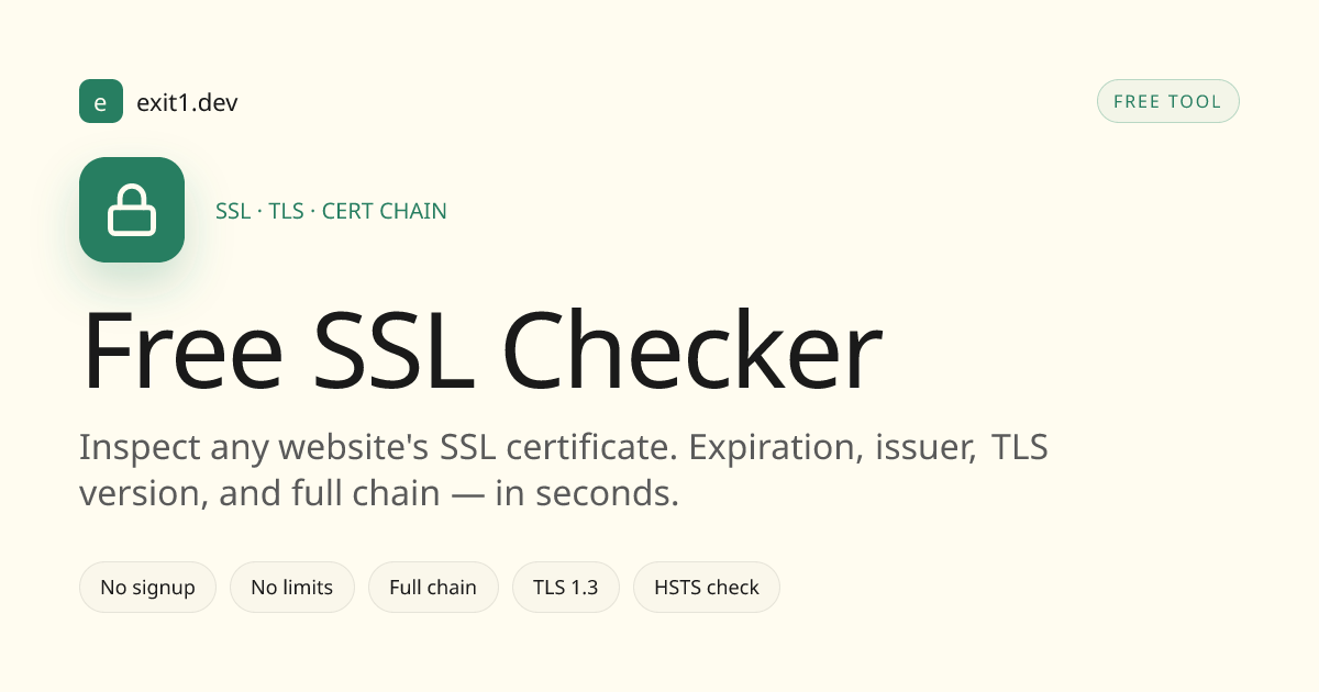 Free SSL Checker Tool — Check SSL Certificate Instantly | exit1.dev